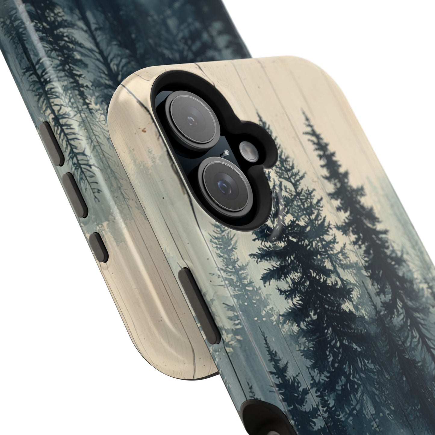 Misty Pine Forest Magsafe iPhone Case - Nature-Inspired Wood Design Protective Cover