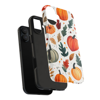 Autumn Harvest iPhone Case - Pumpkin and Fall Leaf Design