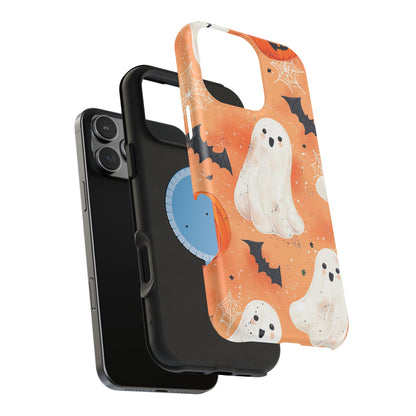 Spooky Cute Ghost MagSafe iPhone Case – Halloween Ghosts, Pumpkins, Bats & Cobwebs Design