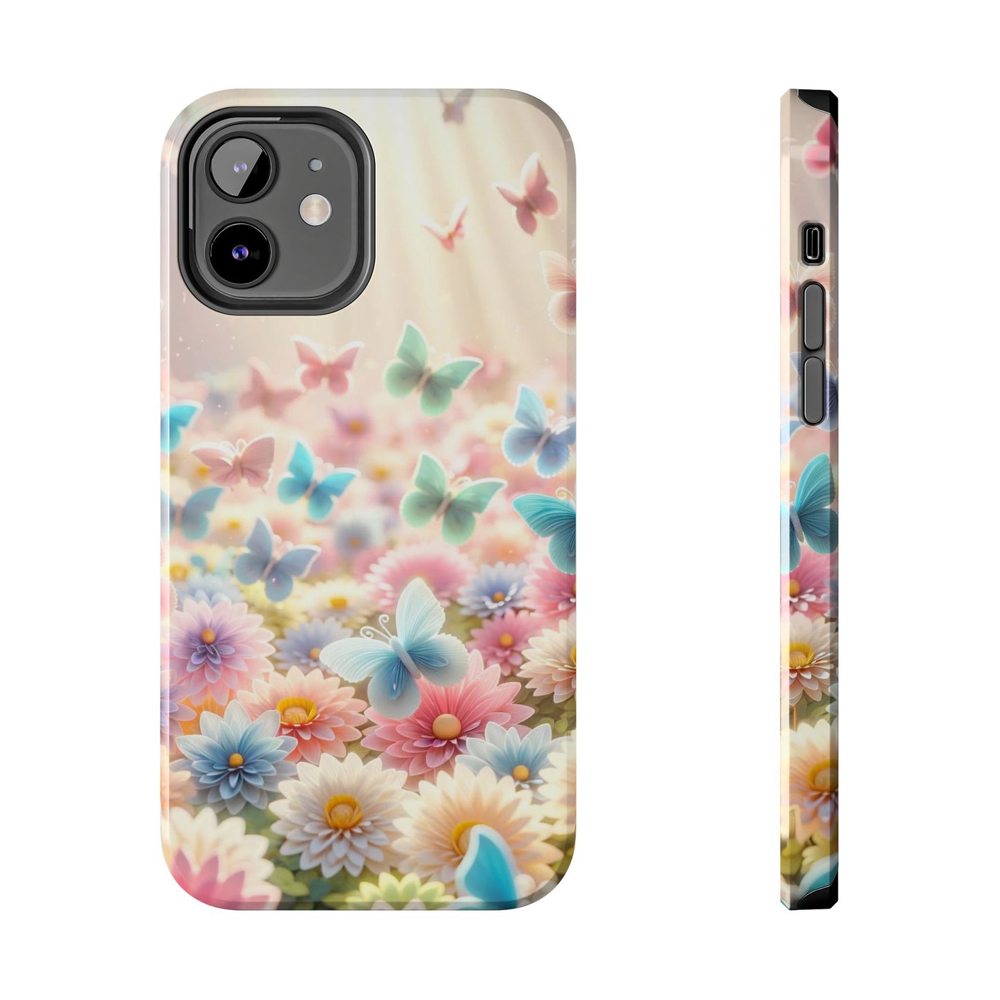 Butterfly Flower Garden - iPhone Case - Pastel Floral Protective Cover