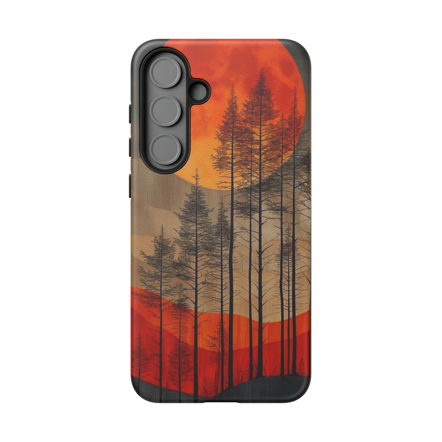 Moody Forest Moonrise Samsung Galaxy Case – Dark Landscape Design, Dual-Layer Protection