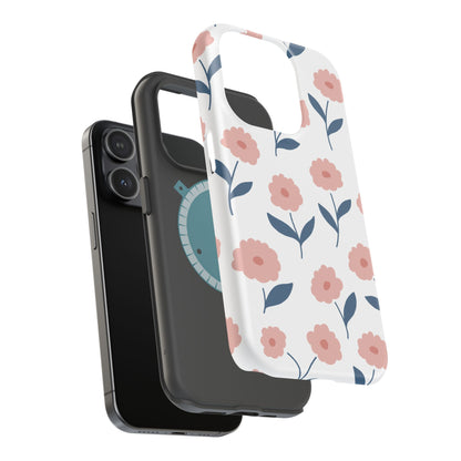 Playful Pink Floral Tough MagSafe  iPhone Case – Soft Pastel Design, Slim & Shockproof