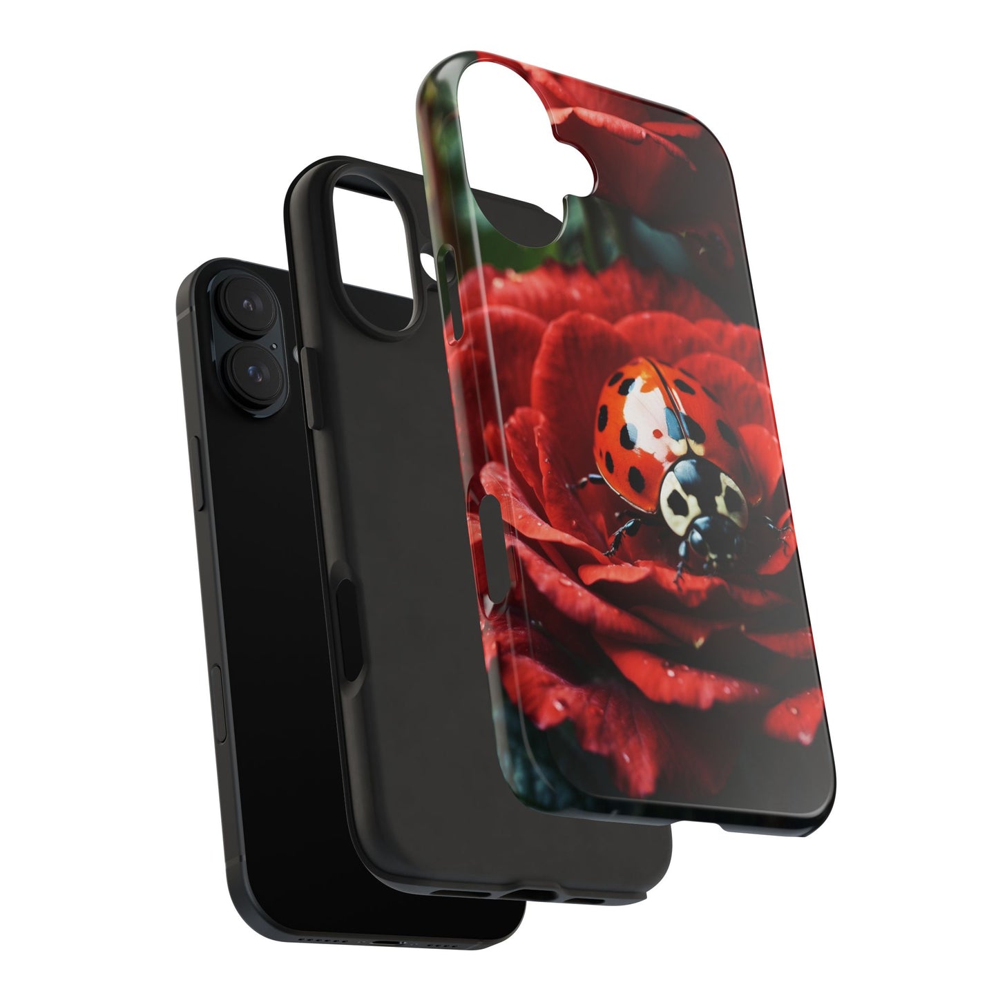 Elegant Rose & Ladybug Charm - iPhone Series Case