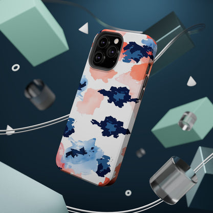 Abstract Coral & Navy Watercolor Design – MagSafe iPhone Case