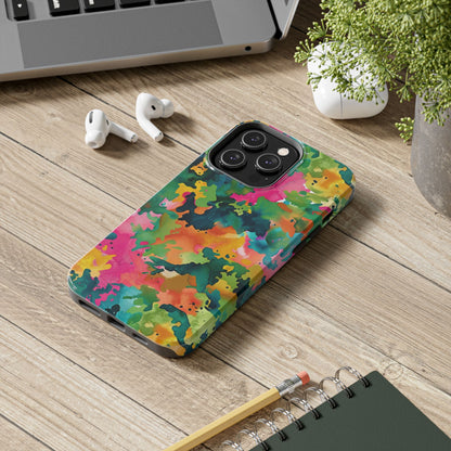 Vibrant Watercolor Splash iPhone Case – Bold Multicolor Artistic Design