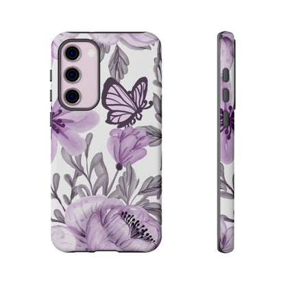 Lavender Bloom Butterfly Samsung Galaxy Case – Delicate Floral Design with Watercolor Details