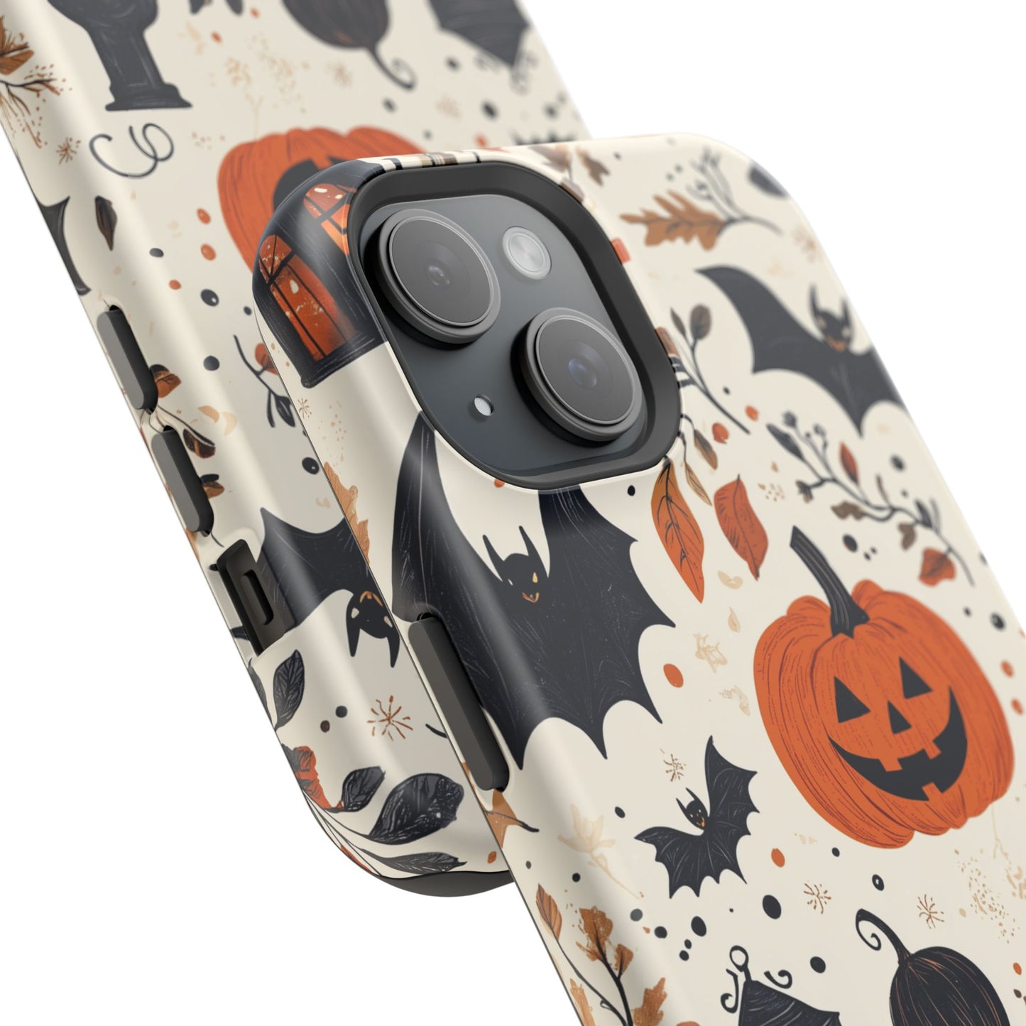 Charming Halloween MagSafe iPhone Case – Pumpkin, Bats, and Spooky Lantern Design