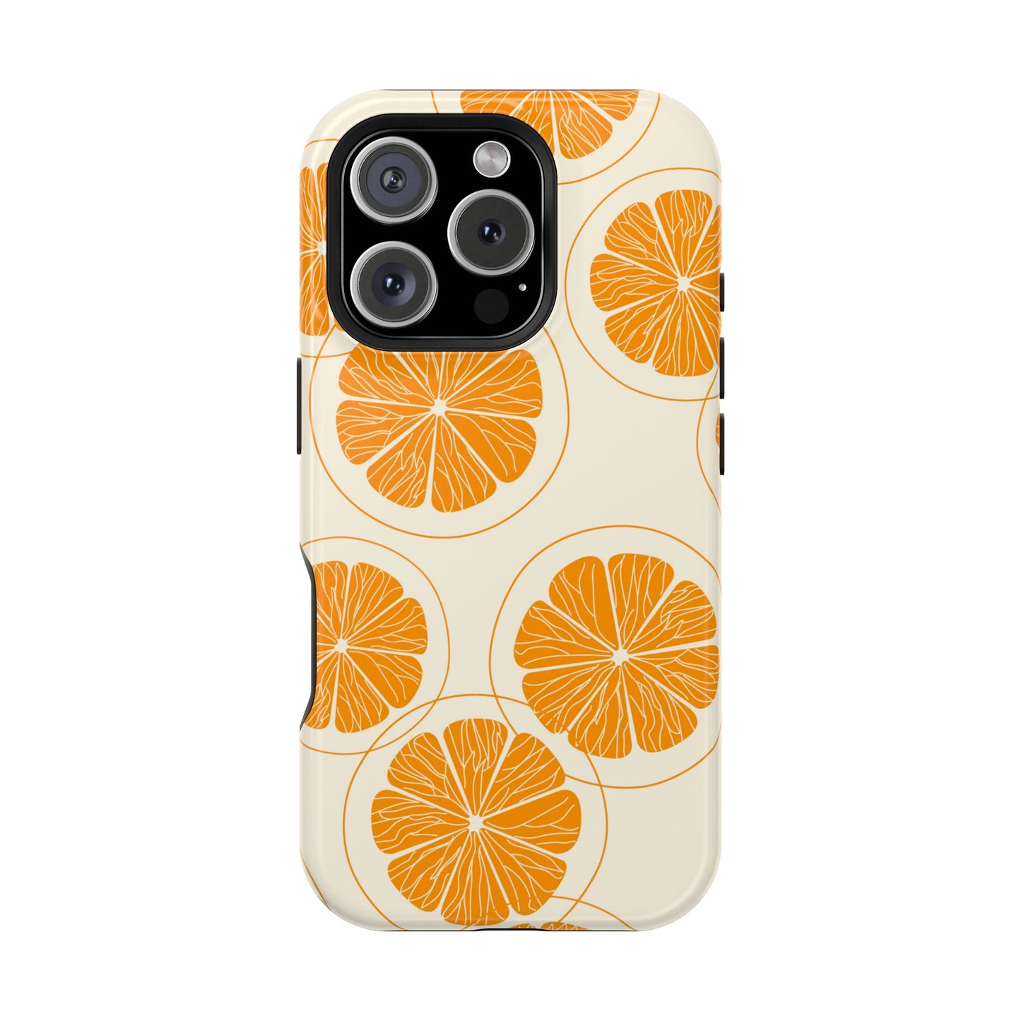 Citrus Burst Pattern Tough MagSafe iPhone Case – Bold Orange Design, Shockproof Protection