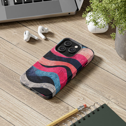 Abstract Wave Pattern iPhone Case – Shockproof, Matte Finish, Dual-Layer Protection