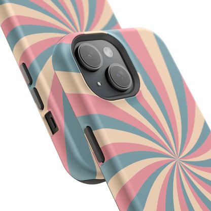 Vintage Pastel Swirl MagSafe iPhone Case – Dual-Layer Protection with 70s-Inspired Design