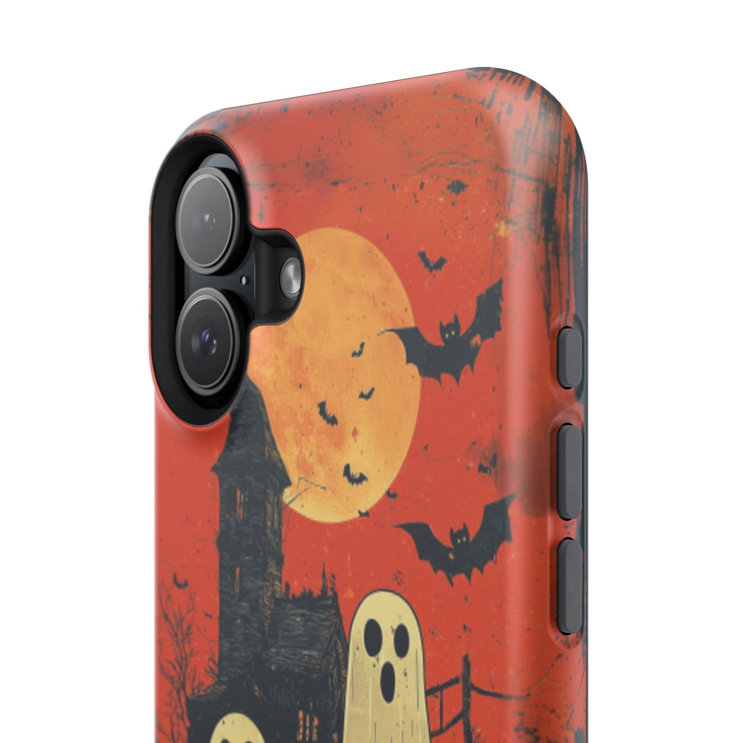 Haunted House & Ghosts MagSafe iPhone Case – Spooky Halloween Full Moon Design