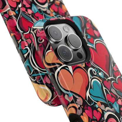 Vibrant Multicolor Heart Art – MagSafe-Compatible iPhone Case