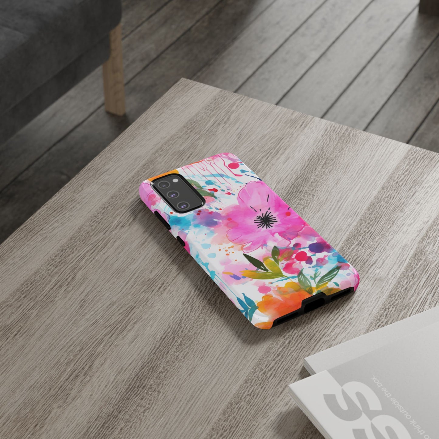 Color Splash Pink & Orange Watercolor Floral - Samsung Galaxy Case