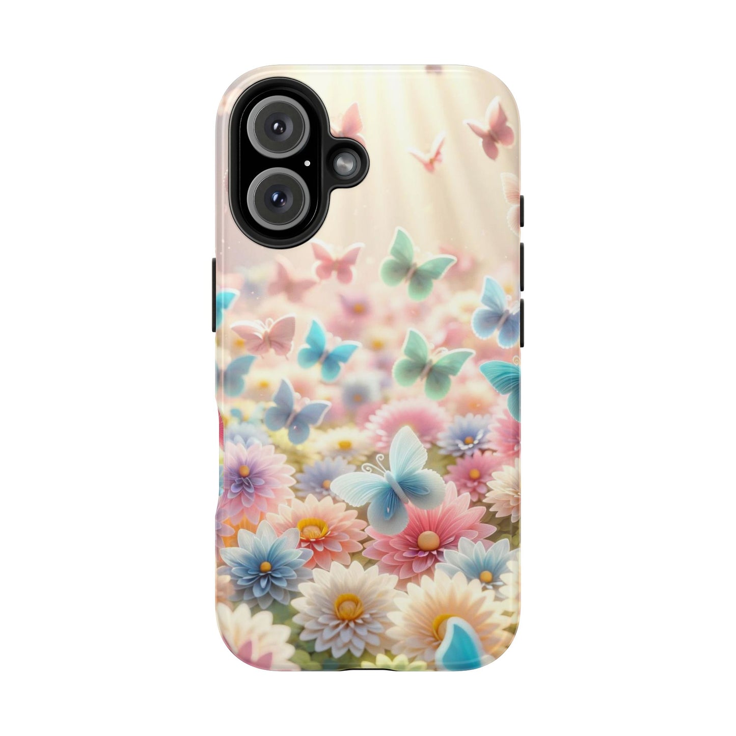 Butterfly Flower Garden - iPhone Case - Pastel Floral Protective Cover