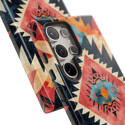 Bold Aztec Pattern Tough Samsung Galaxy Case – Vibrant Geometric Design, Dual-Layer Protection
