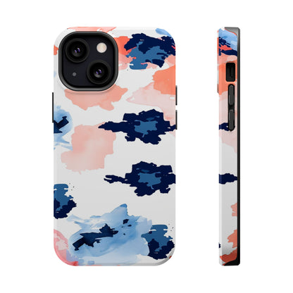 Abstract Coral & Navy Watercolor Design – MagSafe iPhone Case