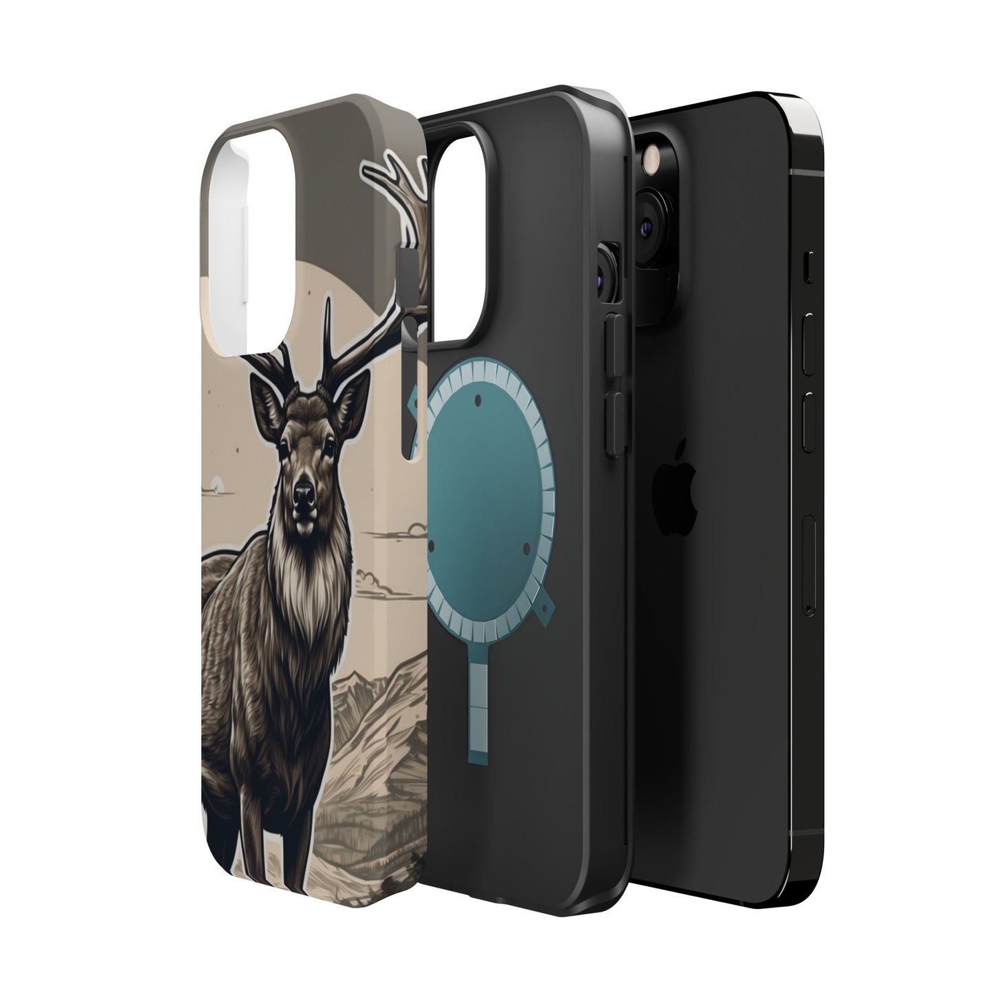 Monochrome Majesty – Regal Stag MagSafe iPhone Cases