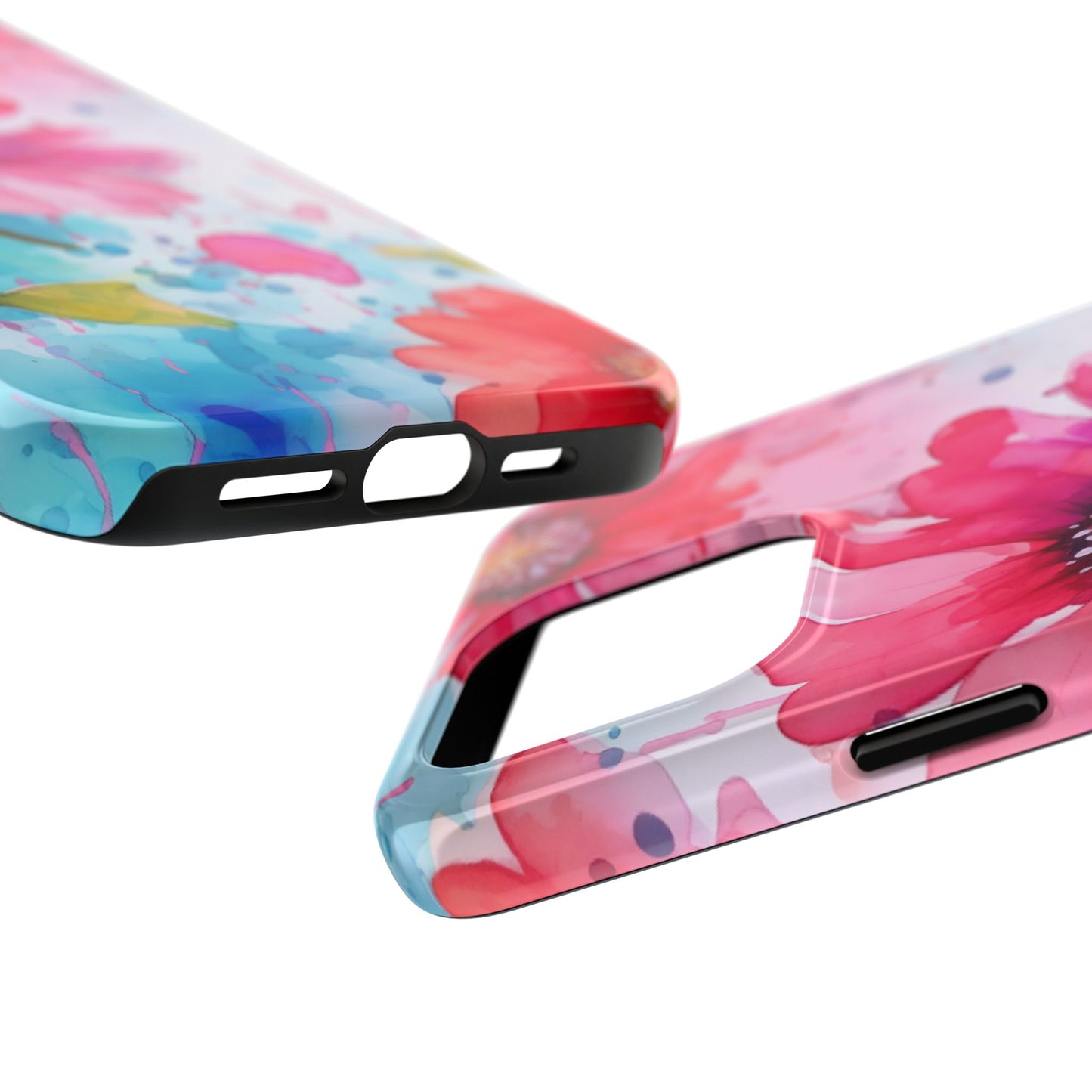 Vibrant Watercolor Red & Pink Floral - iPhone Case