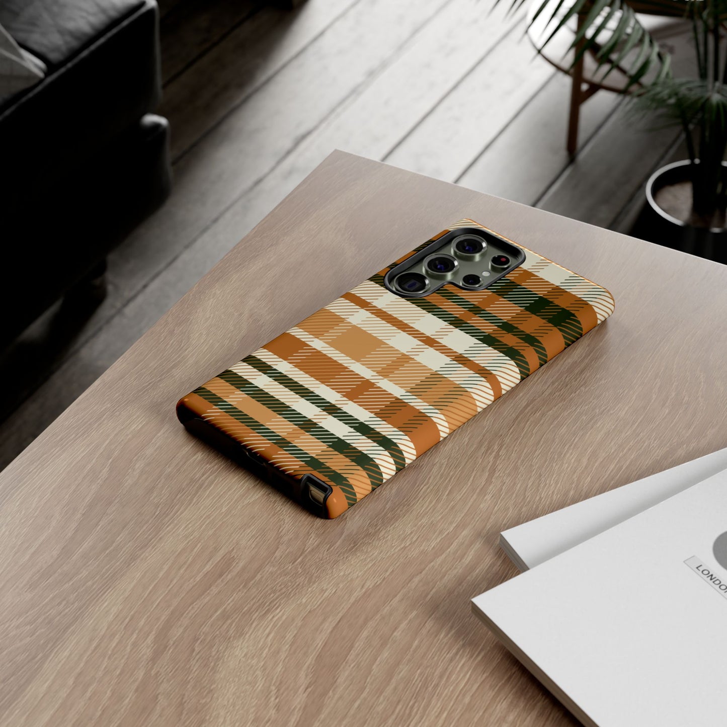 Samsung Galaxy Case - Pumpkin Spice Plaid Design