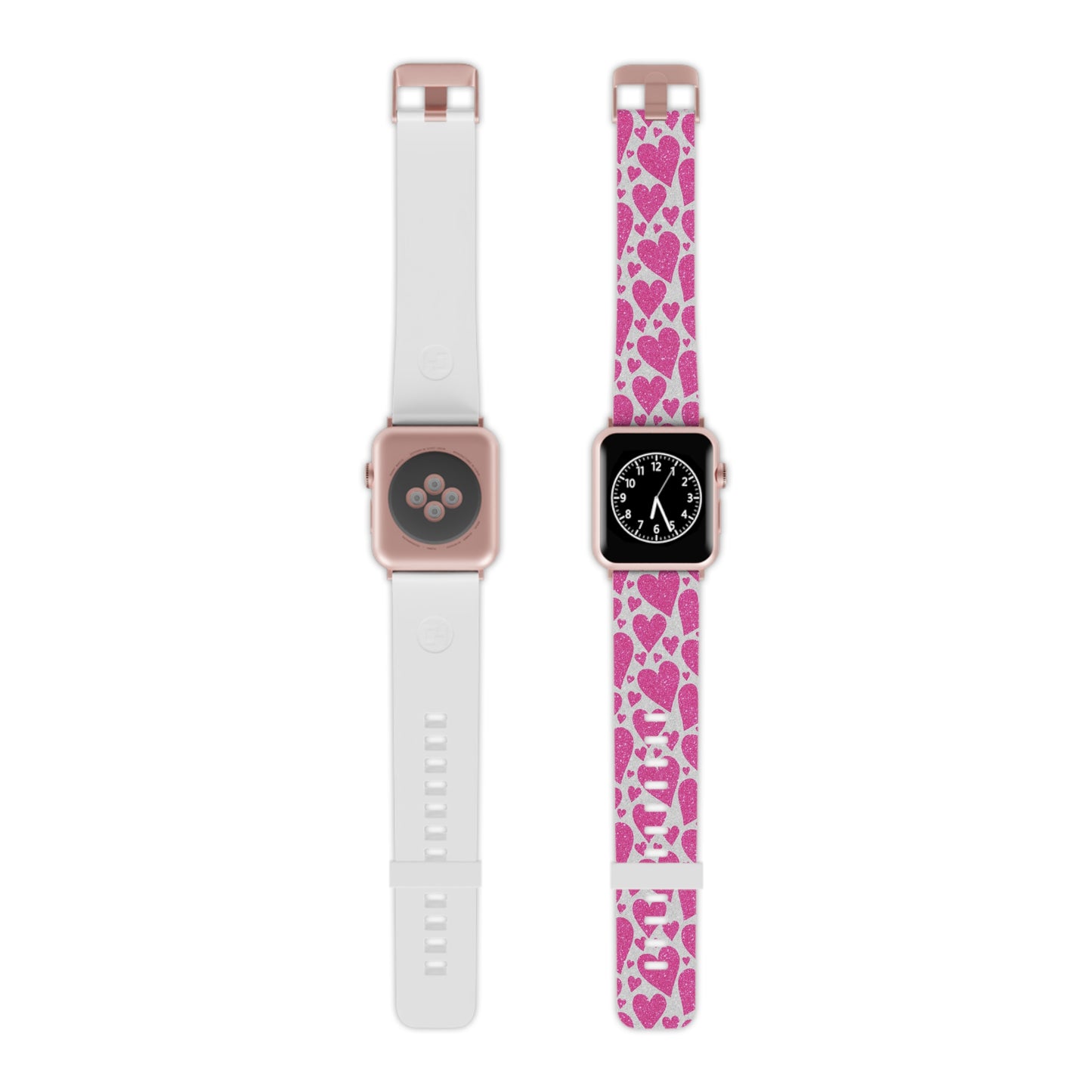  Pink Glitter Hearts Pattern Apple Watch Band