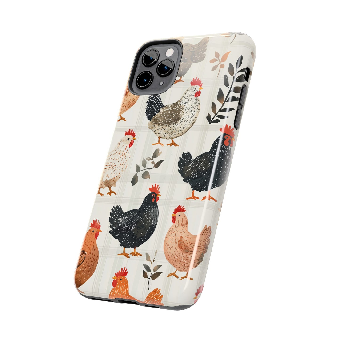 iPhone Case: Vintage Chicken & Leaves – Farmhouse Style Case