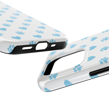 Blue Paw Prints & Hearts – Adorable and Durable iPhone Case for Pet Lovers