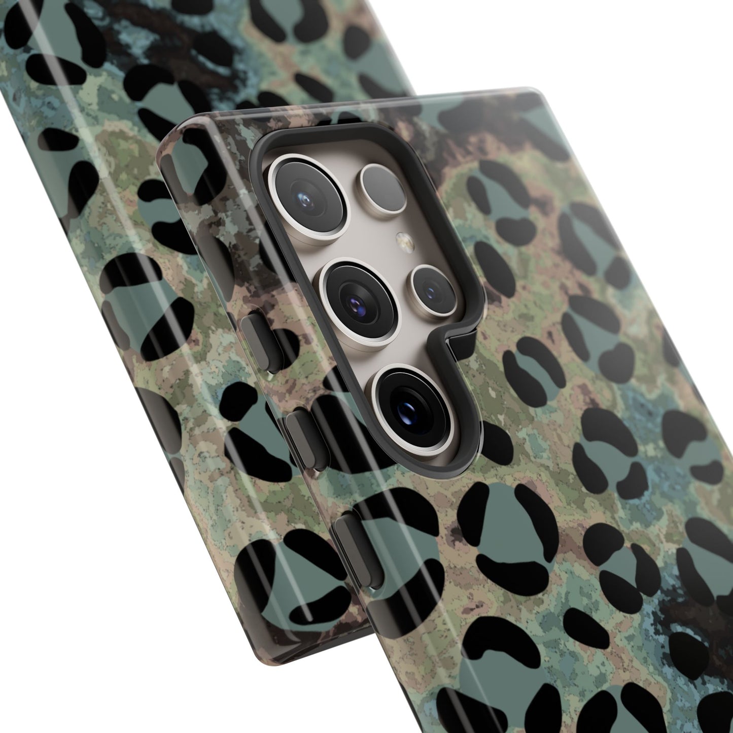 Moody Watercolor Leopard Print Tough Samsung Galaxy Case – Earthy Abstract Pattern with Dual-Layer Protection