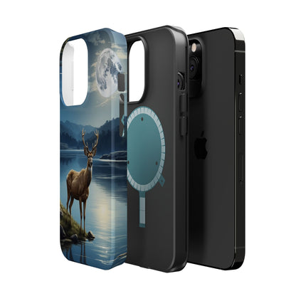 Moonlit Elegance: Stag by the Lake – MagSafe iPhone Case