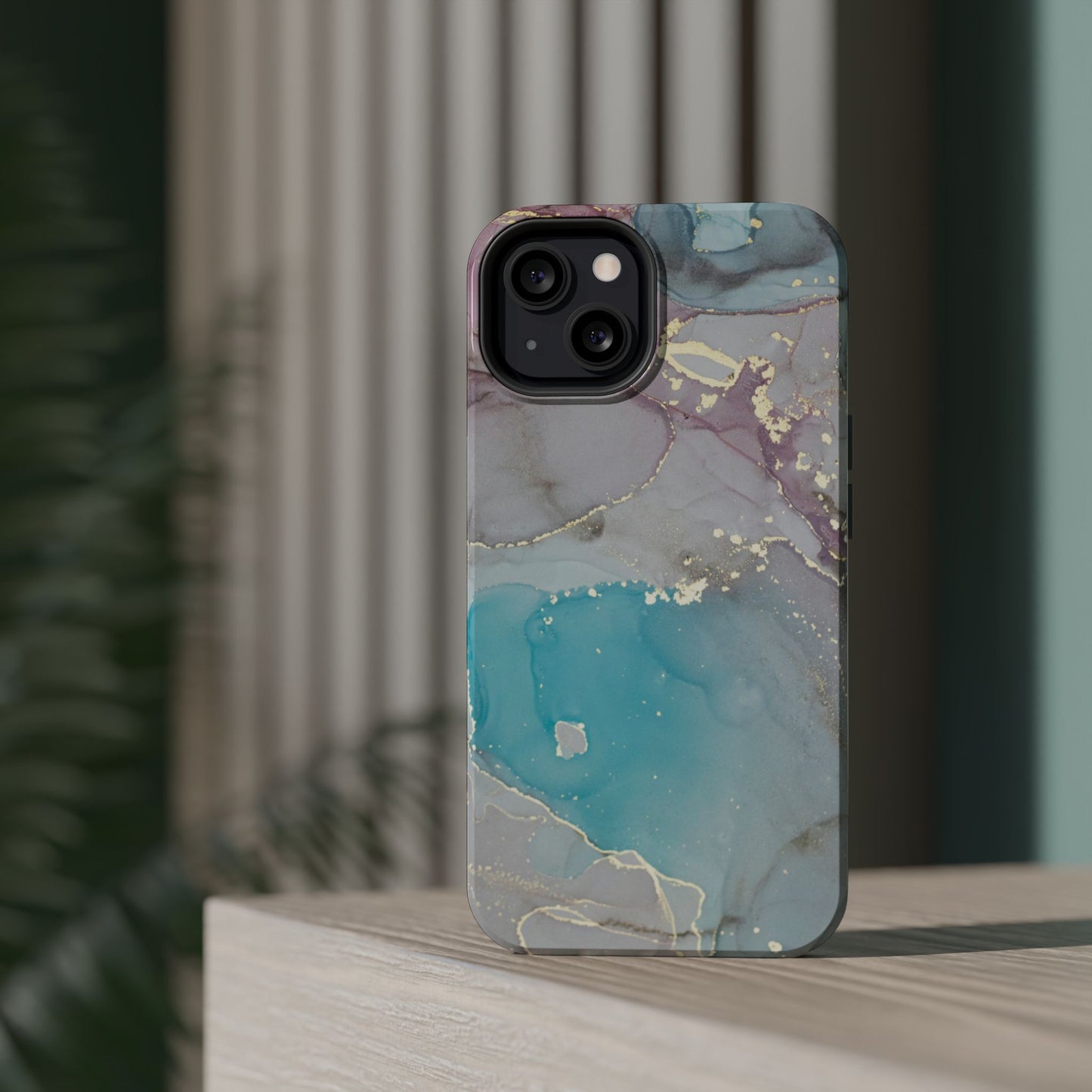 Sky Blue & Purple Marble Wave – MagSafe Case with Dreamy Marble Design