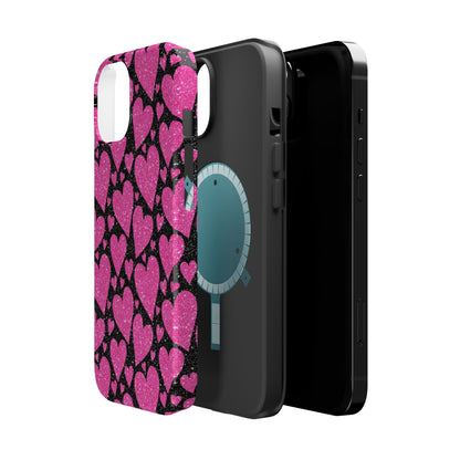 Glitter Hearts MagSafe iPhone Case