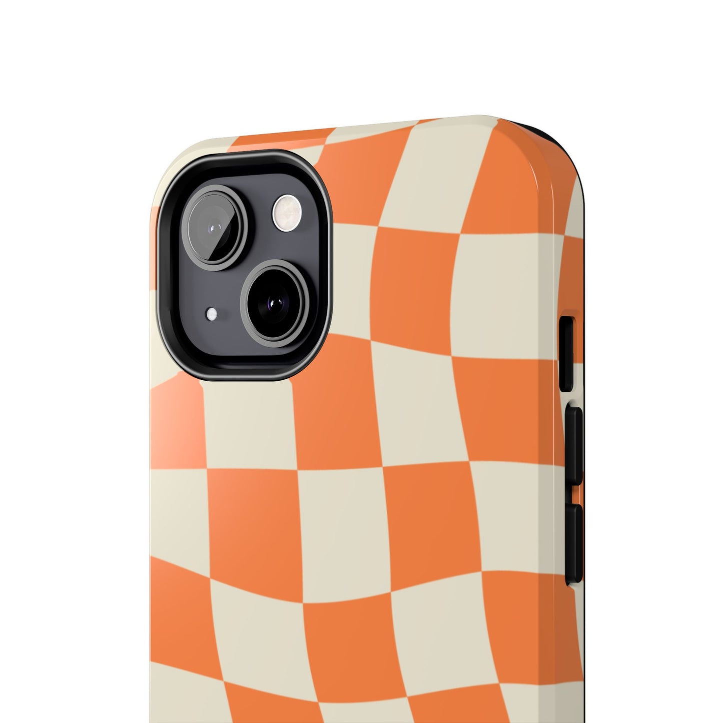 Wavy Retro Checkerboard iPhone Case – Shockproof, Matte Finish, Dual-Layer Protection