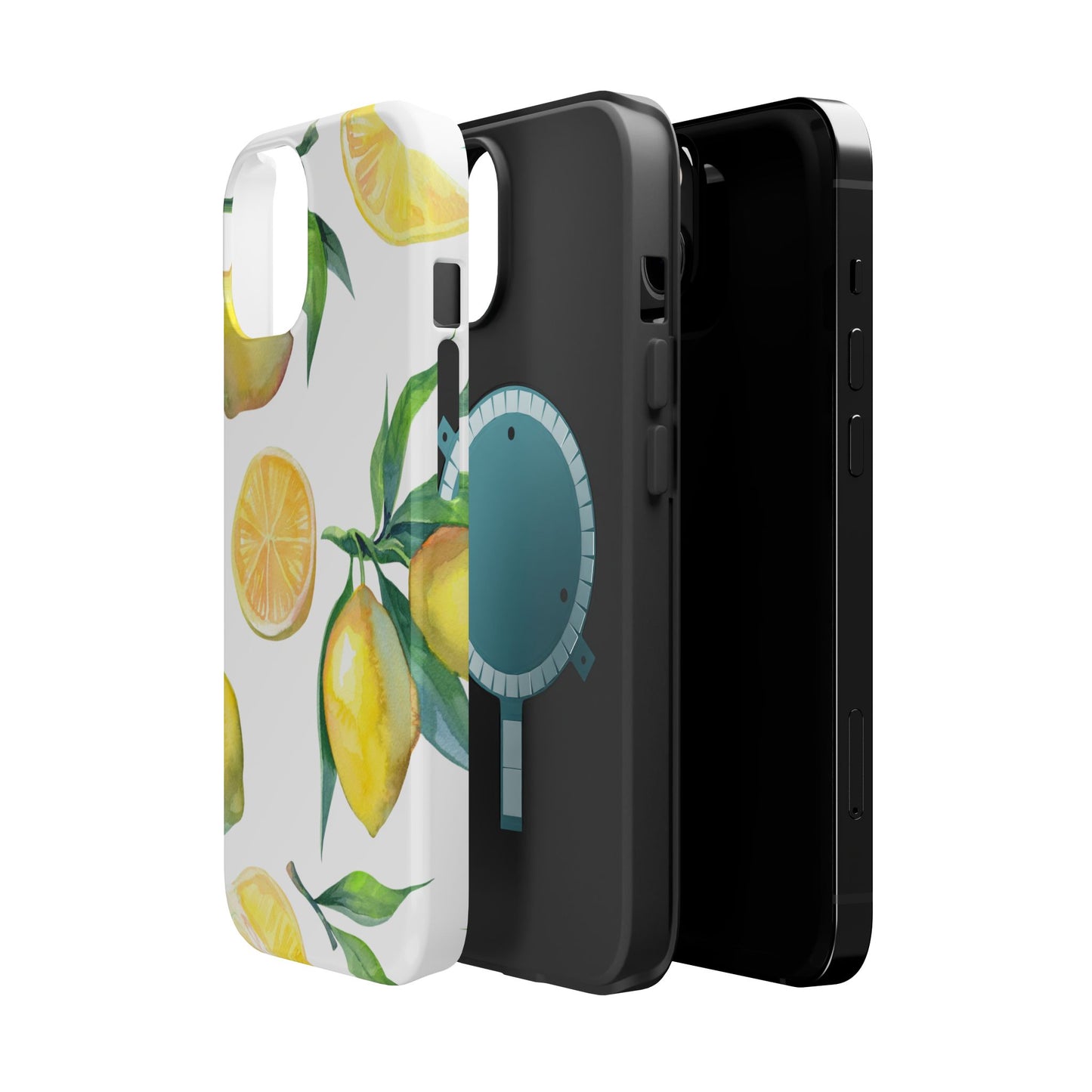 Lemon Grove Watercolor Tough MagSafe iPhone Case – Fresh Citrus Design, Dual-Layer Protection