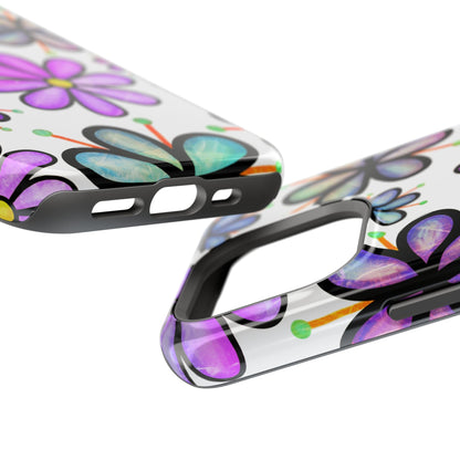 Whimsical Lavender Floral MagSafe iPhone Case – Ultra-Slim, High-Gloss Finish