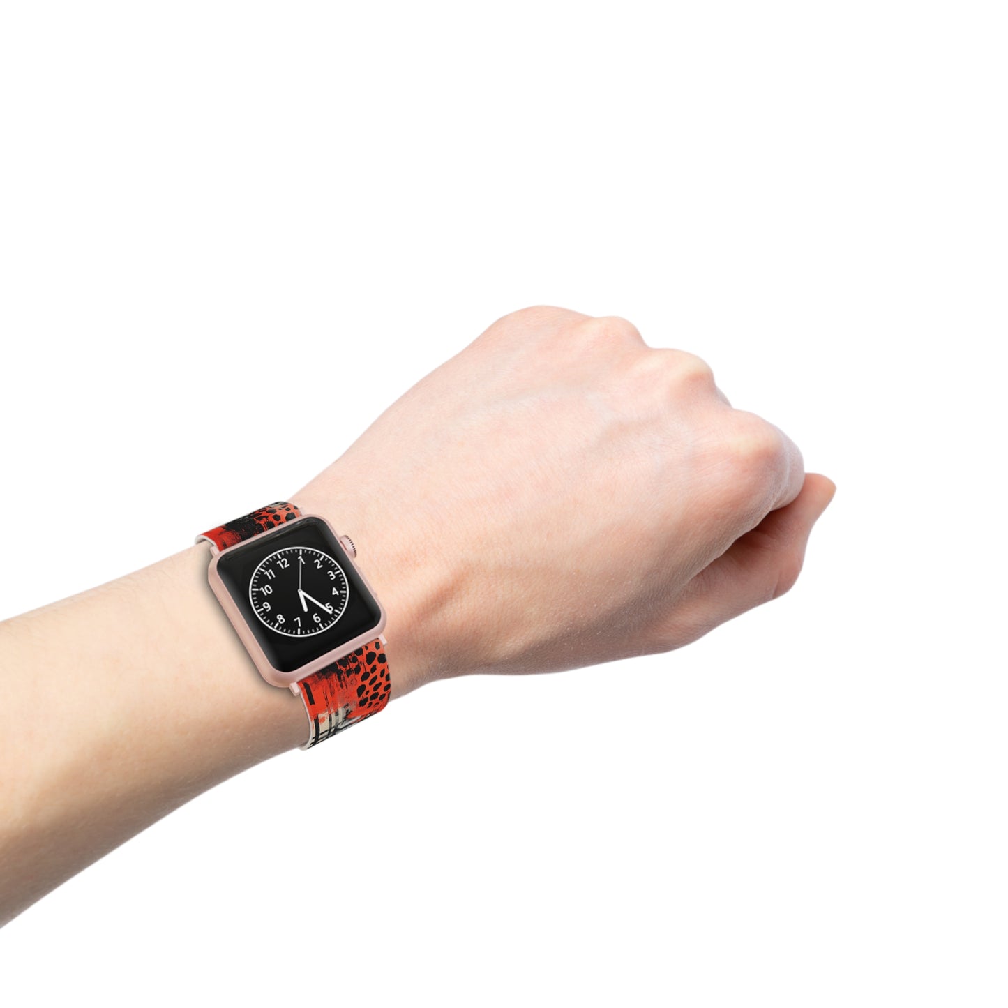 Cheetah Plaid Red & Black Pattern Apple Watch Band