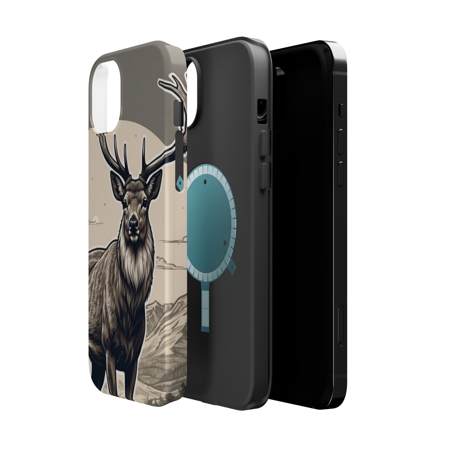 Monochrome Majesty – Regal Stag MagSafe iPhone Cases