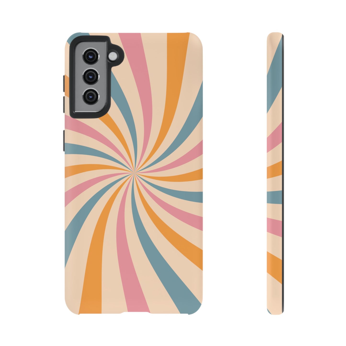 Retro Swirl Pattern Samsung Galaxy Case – Bold 70s Vibe in Pink, Orange, and Teal