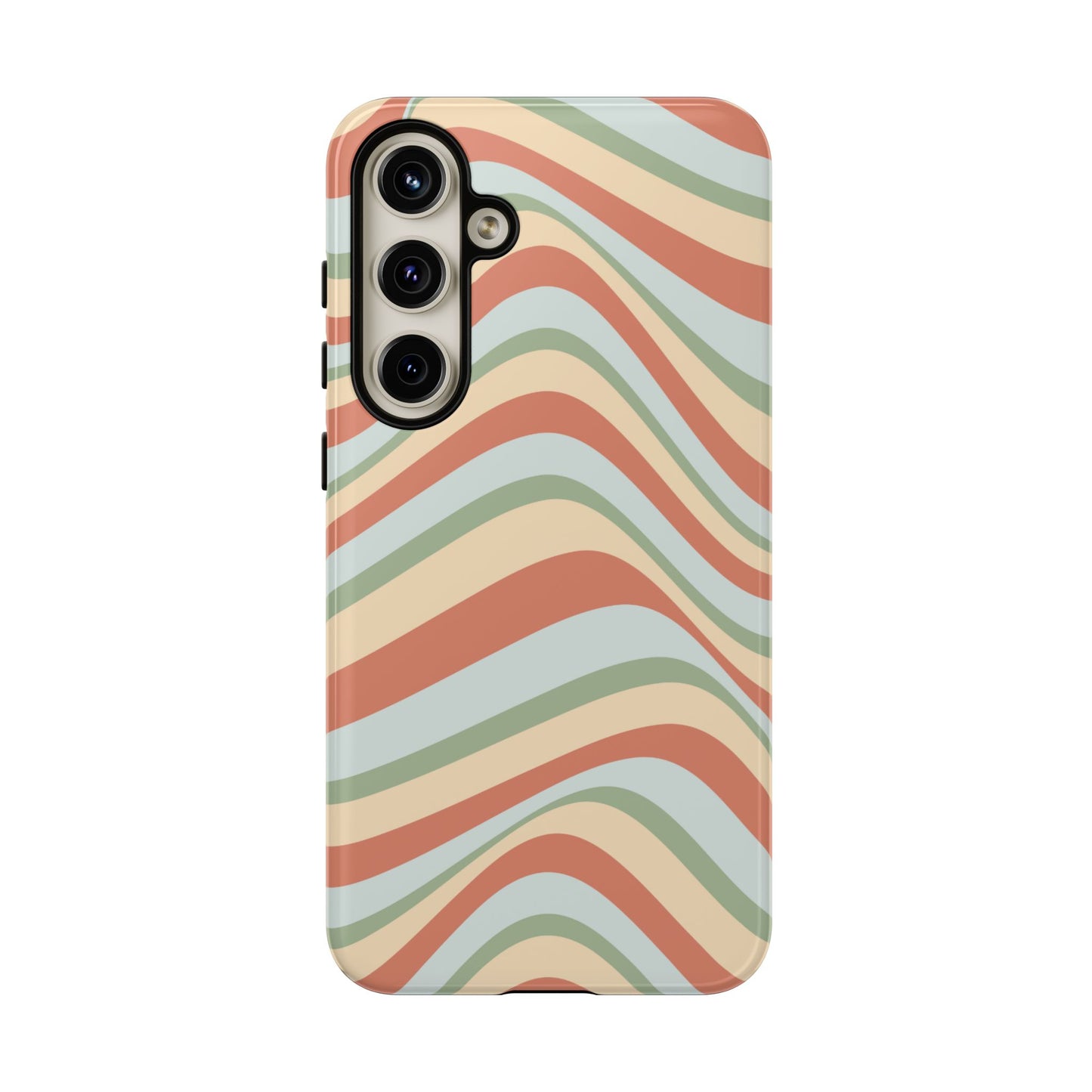 Vintage Earthy Waves Samsung Galaxy Case – Retro 70s-Inspired in Warm Green, Cream, and Rust