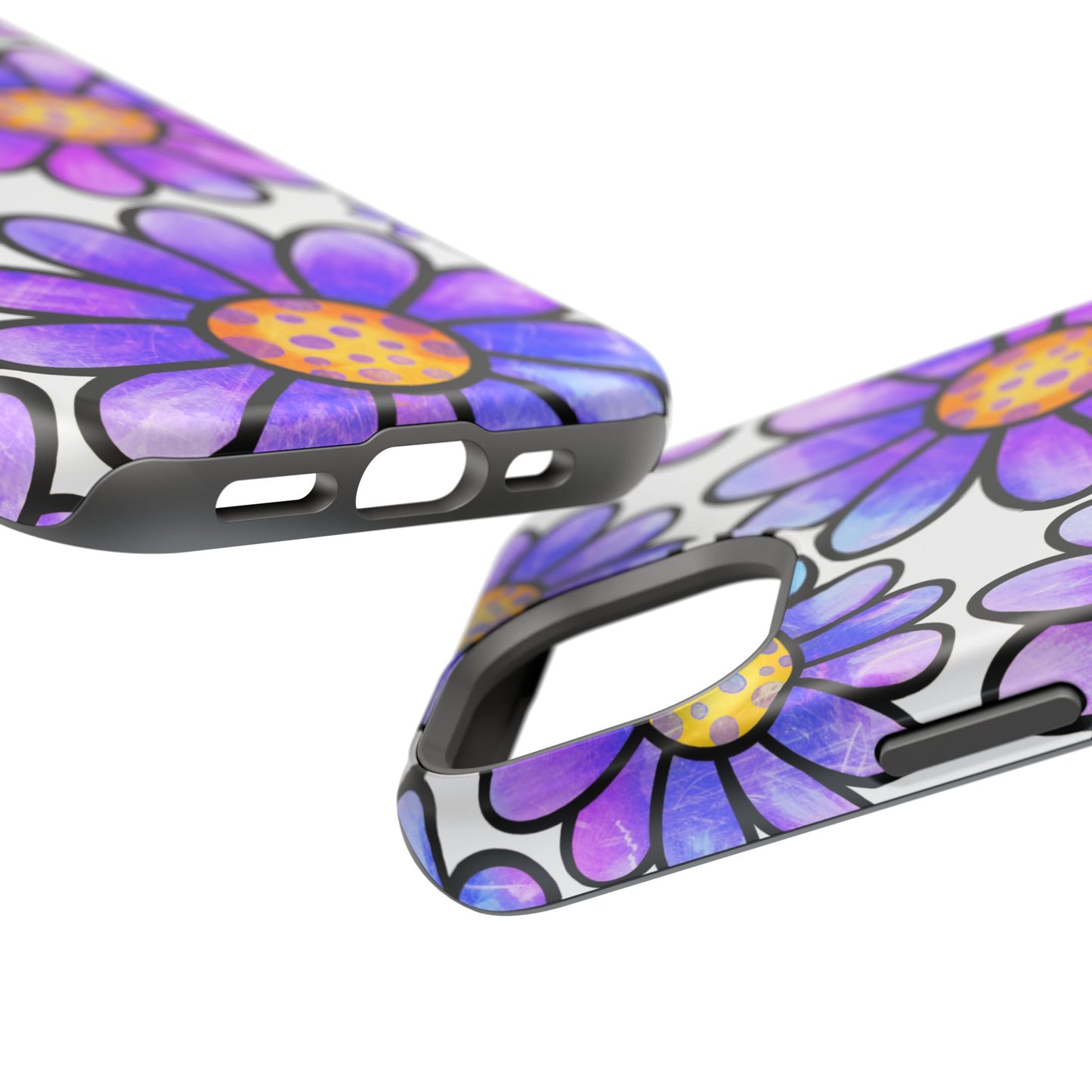 Purple Daisy Delight MagSafe iPhone Case – Slim Profile, Glossy Finish