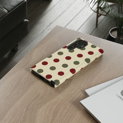 Red & Green Polka Dots on Cream – Samsung Galaxy Case