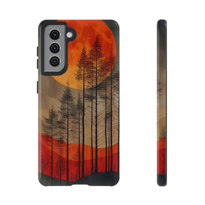 Moody Forest Moonrise Samsung Galaxy Case – Dark Landscape Design, Dual-Layer Protection