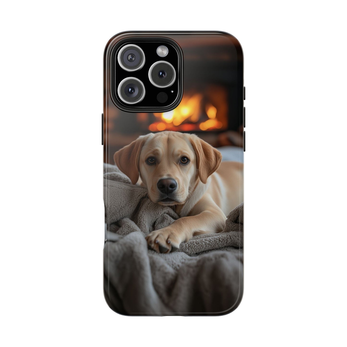 Cozy Golden Retriever by the Fireplace - iPhone Series Case