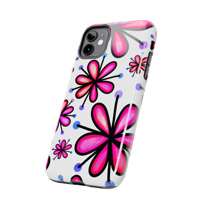 Pink Retro Bloom iPhone Case – Ultra-Slim Design, Glossy Finish