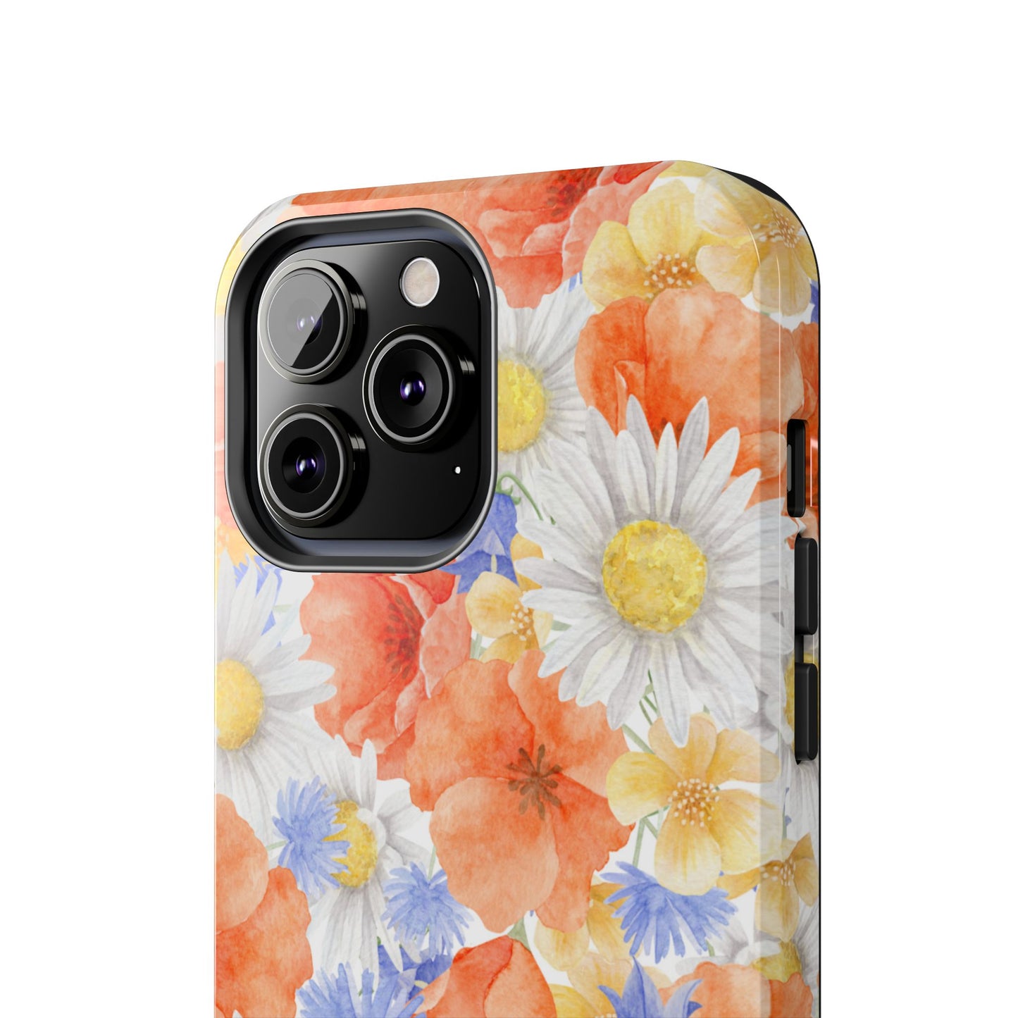 Watercolor Wildflower Pattern iPhone Case – Durable Matte Finish with Daisy, Poppy & Cornflower Design