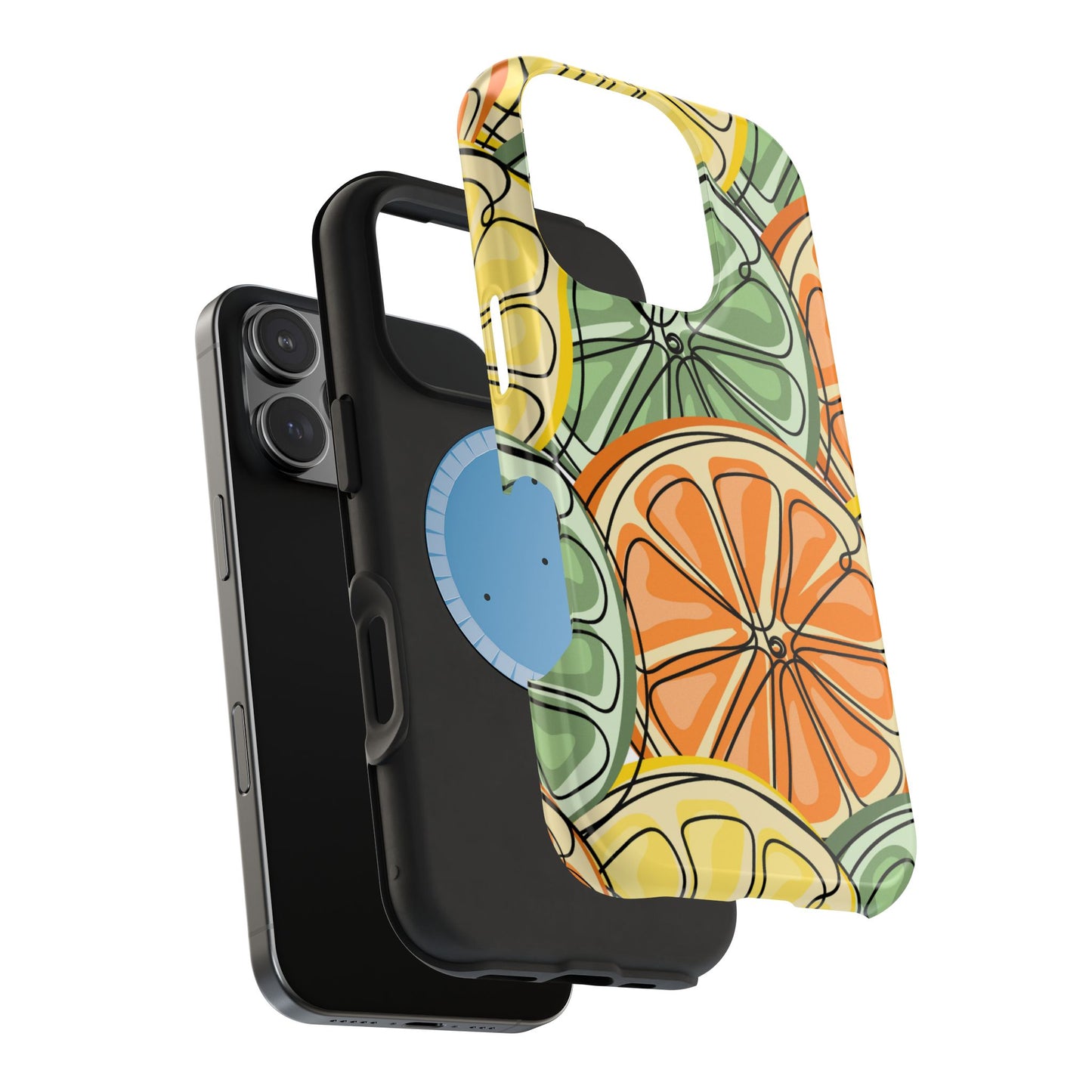 Citrus Zest Tough MagSafe iPhone Case – Bold Lime, Lemon, and Orange Design, Shockproof Protection