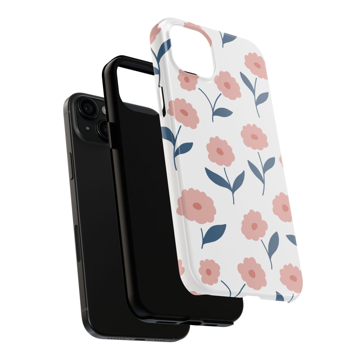 Playful Pink Floral Tough iPhone Case – Soft Pastel Design, Slim & Shockproof