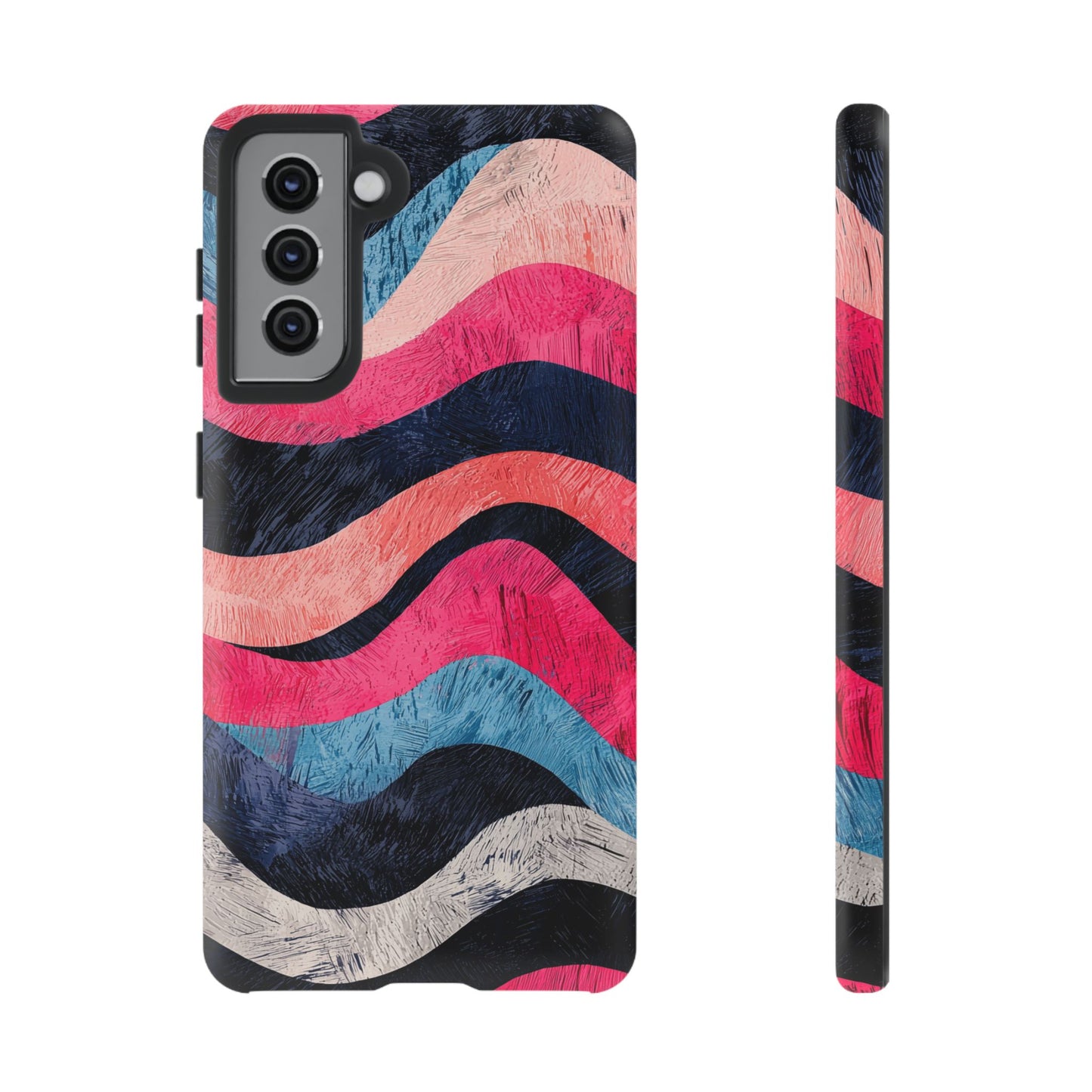 Abstract Wave Pattern Samsung Galaxy Case – Shockproof, Matte Finish, Dual-Layer Protection