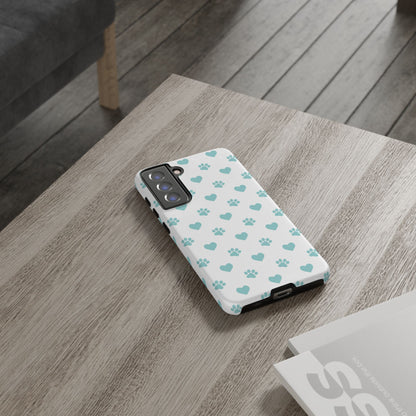 Mint Green Paw Print & Heart Samsung Galaxy Case – Cute Pet Lover’s Design