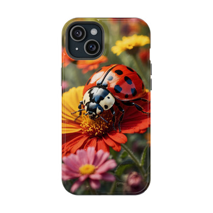 Ladybug on Orange Daisy - MagSafe iPhone Case