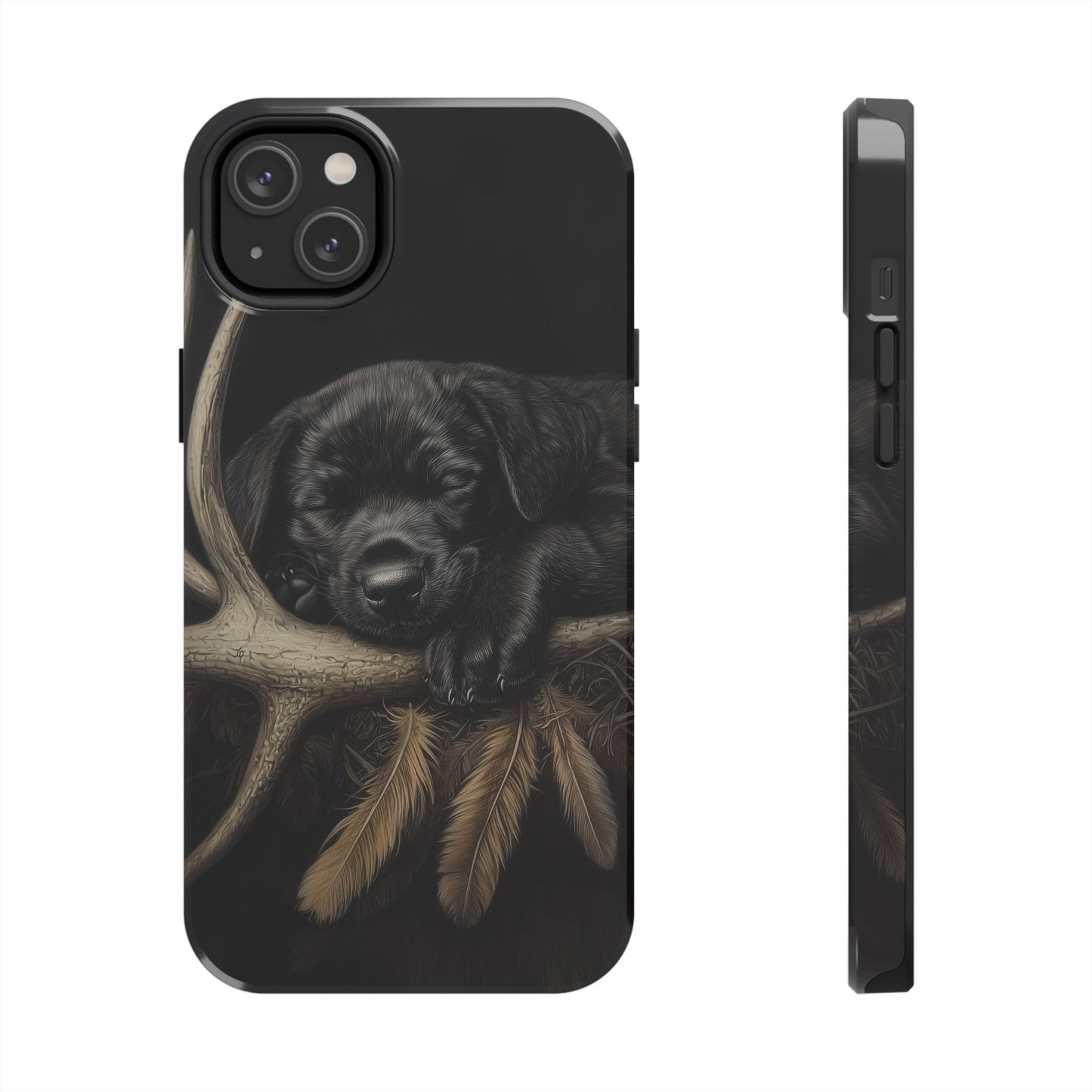 Adorable Black Labrador Puppy on Feathers iPhone Case