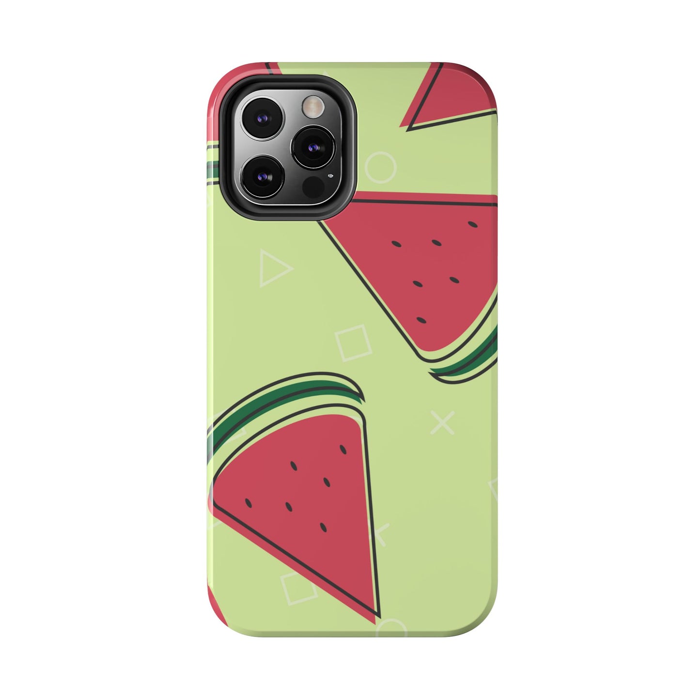 Watermelon Slice iPhone Case – Fresh & Fun Design with Retro Geometric Pattern